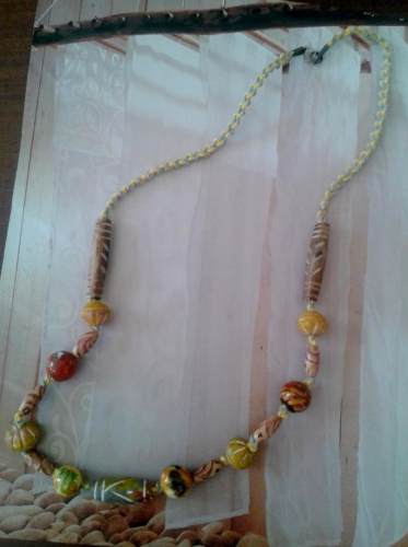 bjoux, collier, collier de perles,recyclage de perles, macramé, création de bijoux
